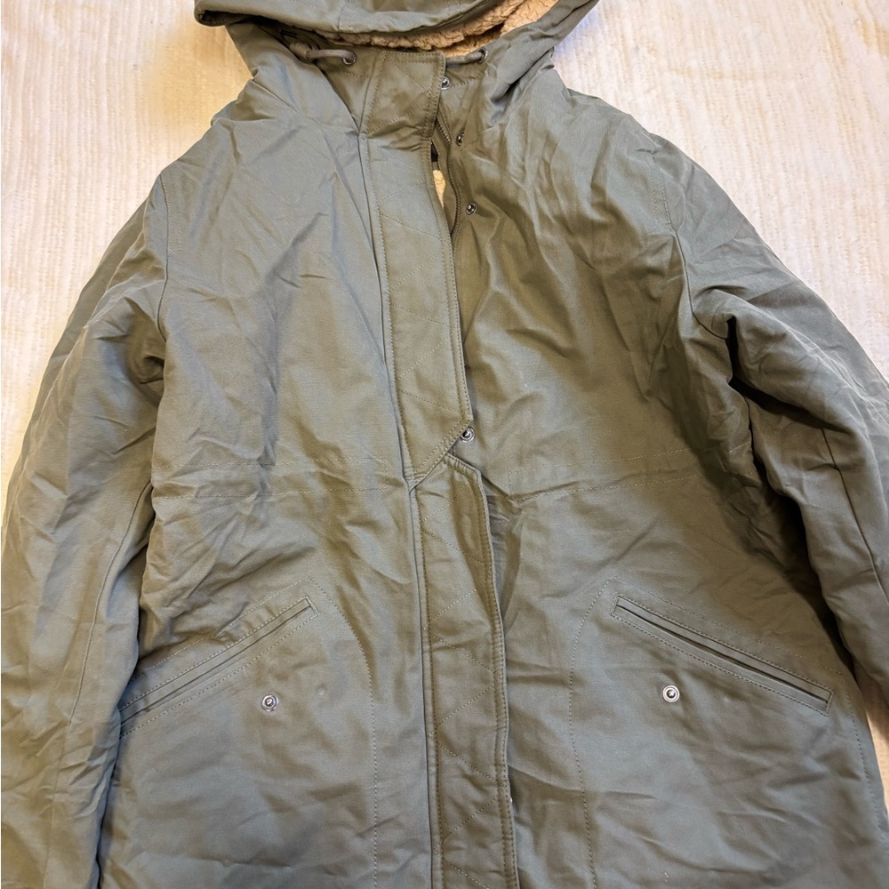 Woman’s Khaki Hooded Military Jacket